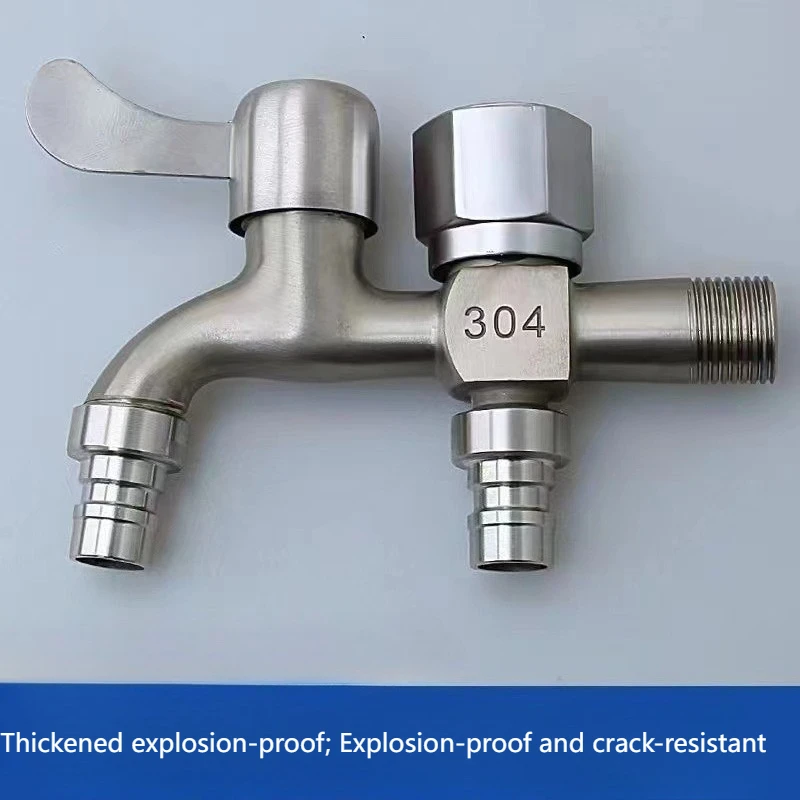 Single-in-single-out four-way water faucet for household use and garden purposes, made of zinc alloy, with water supply switch