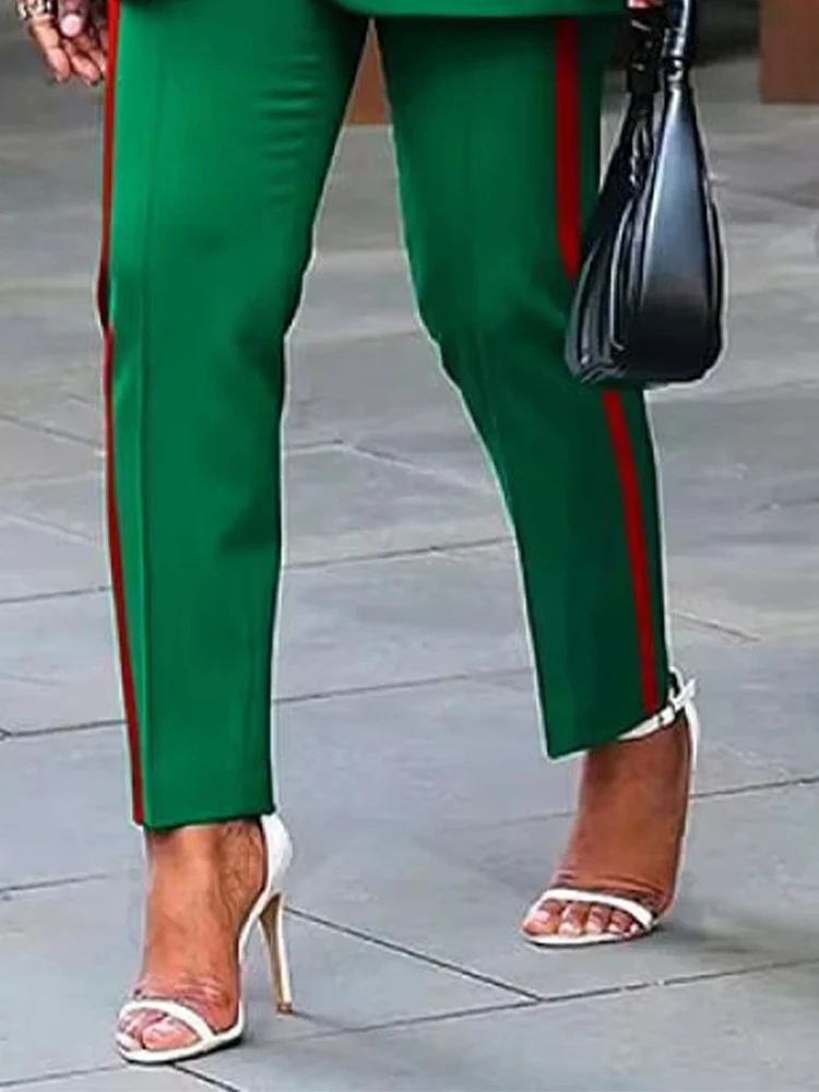 Side-striped Loose Fit Blazer for Urban Women New Notched Collar LongSleevesSuit Jacket for Office Ladiesconjuntos de pantalones