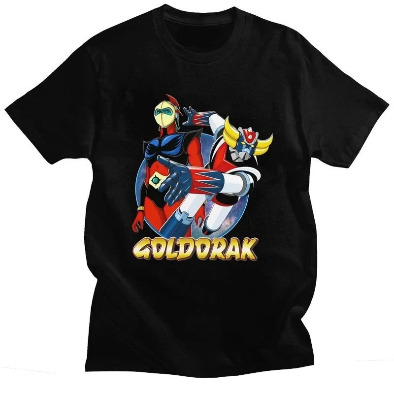 men Cotton tshirt urban tees short sleeved actarus Goldrake anime T-shirts fitted clothing UFO robot Goldorak Grendizer T shirt