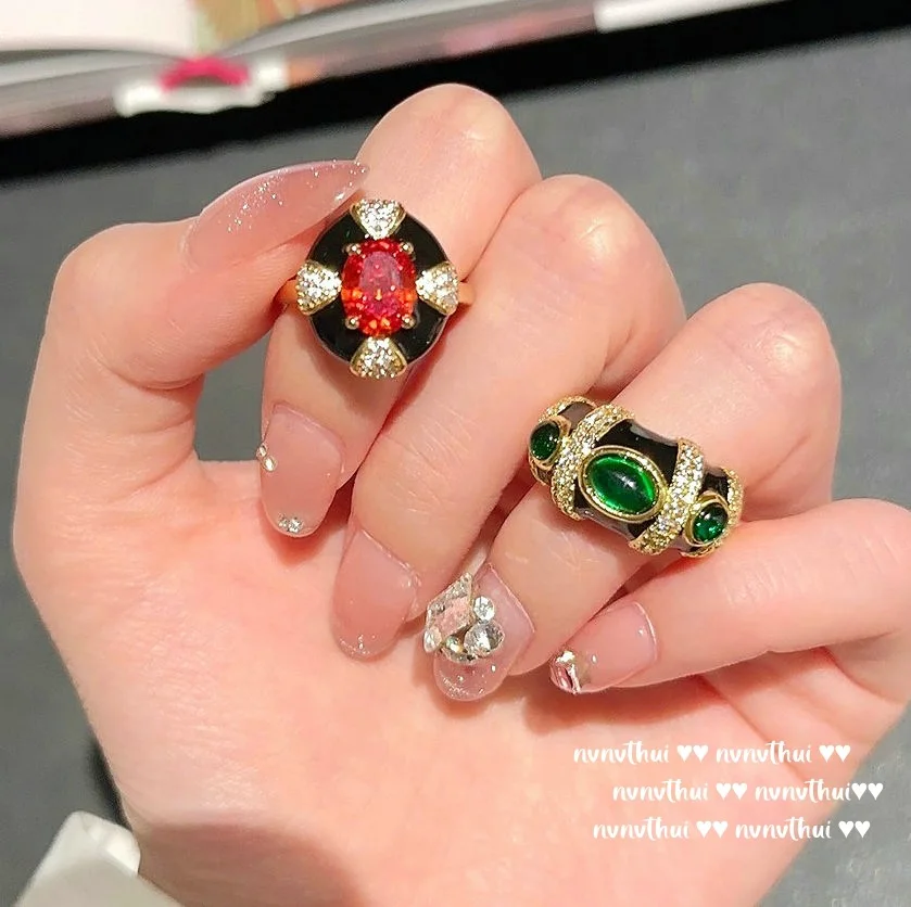 Anéis clássicos vintage de quadra incrustados de alta qualidade micro zircão joias para mulheres personalidade banquete festa à noite anéis vintage