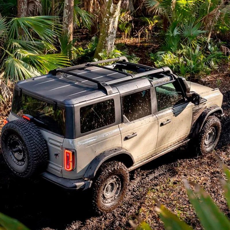 Rak Atap Mobil Aluminium Kualitas Tinggi Universal Travel Suku Cadang Mobil Atas Mobil Palang untuk Makanan Bronco