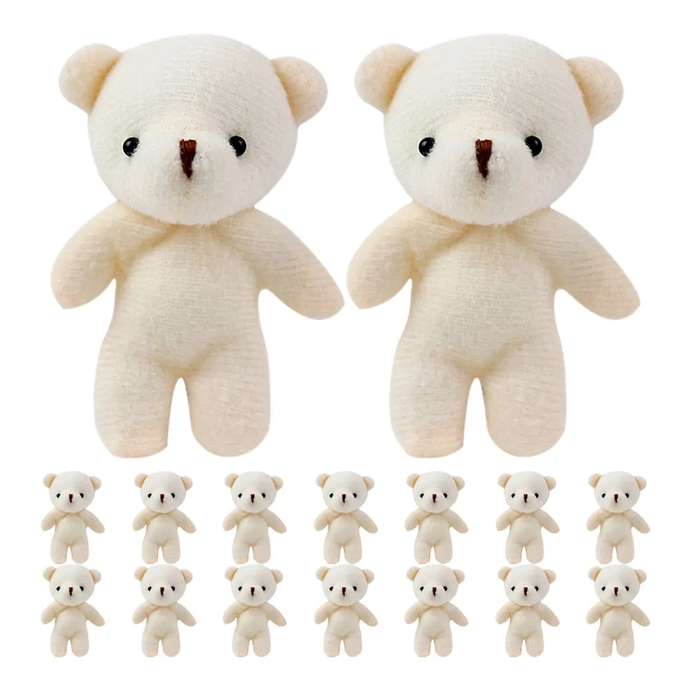 16 Pcs Mini Bear Keychain Cute Pendant Charm DIY Tiny Bears Ornament Pp Cotton Holder Toys