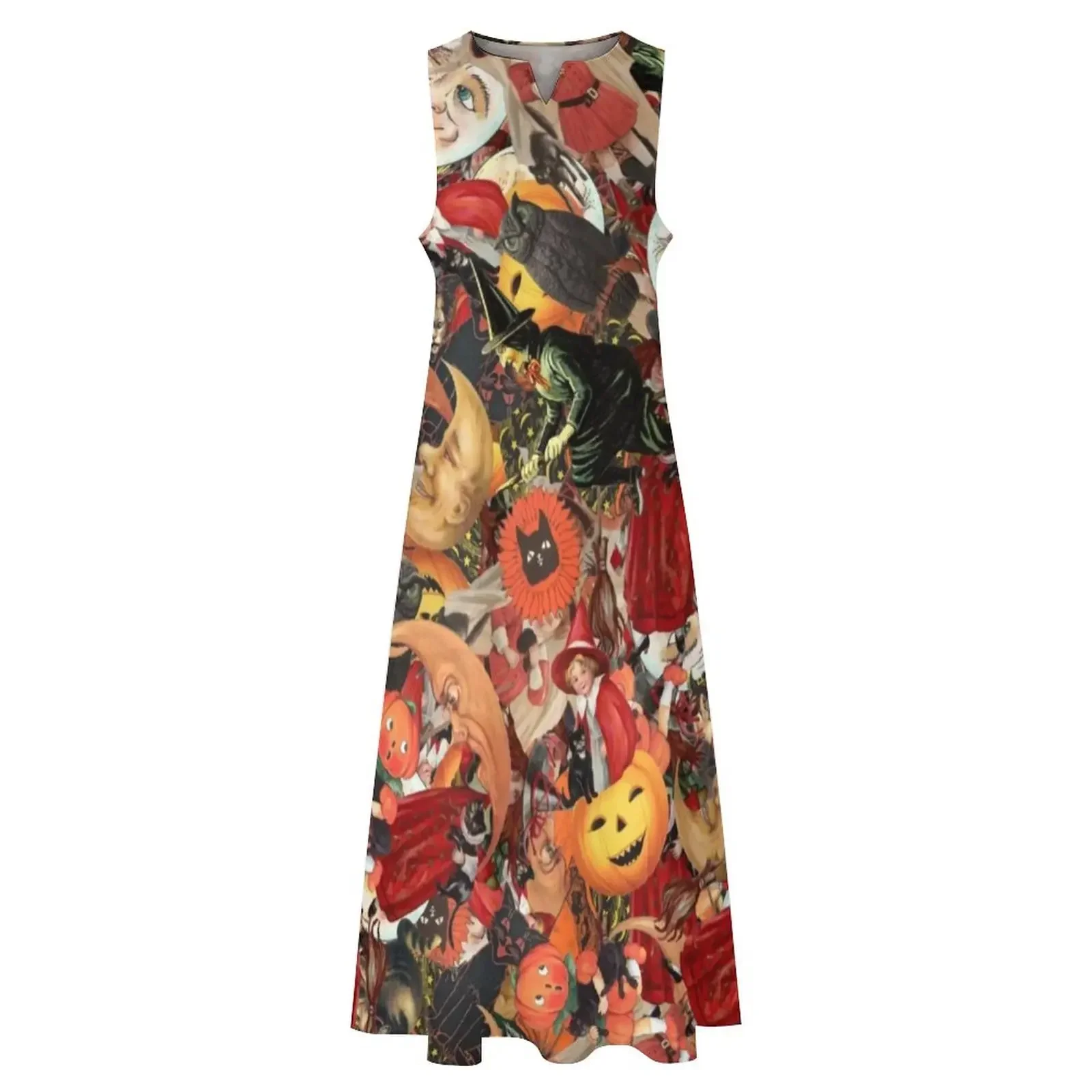 Vintage Halloween Collage Long Dress clothes for women summer dress daily Evening gown prom dress 2025