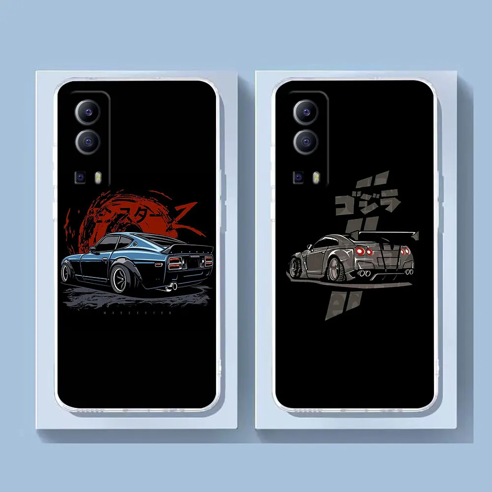 Clear Phone Case For VIVO Y30 Y32 Y33S Y50 Y51S Y52S Y53S Y55S Y66 Y77 Y93 Y95 Y97 V20 V21 5G 4G Case Japan JDM Drift Sports Car