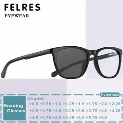 Classic Black TR90 Square Photochromic Reading Glasses For Men Women Trendy Presbyopia Glasses Color Changing Sport Sunglasses