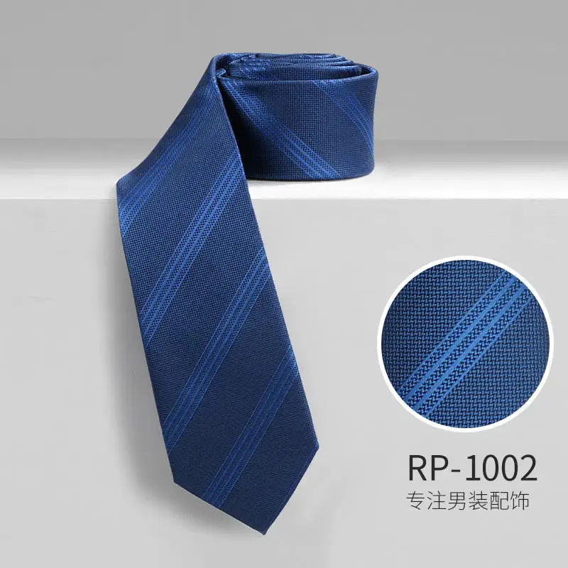 Guaranteed 100% Silk Ties for Men Top Quality 2.75'' Business Casual Dress Necktie Work Gentleman 7CM Hand Tie Blue White Stripe