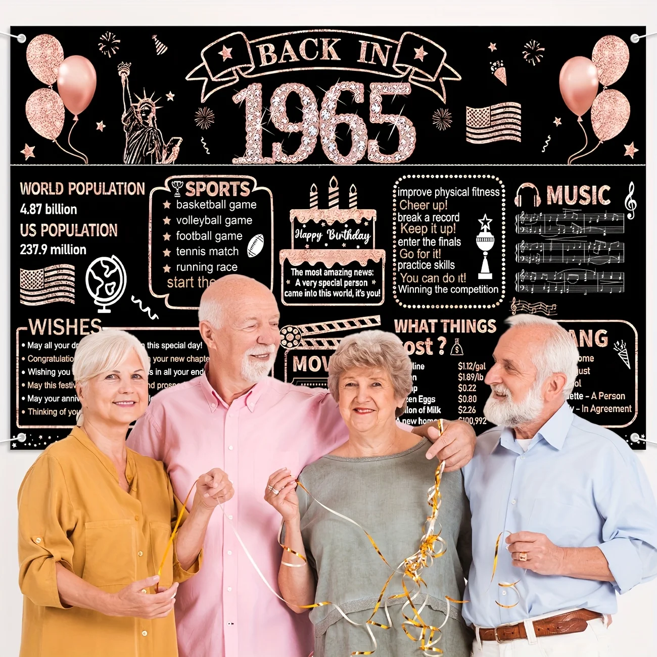 زينة حفلة عيد الميلاد الستين للنساء، ظهر ذهبي وردي في عام 1965 لافتة تصوير لعيد الميلاد بعمر 60 عامًا عتيقة