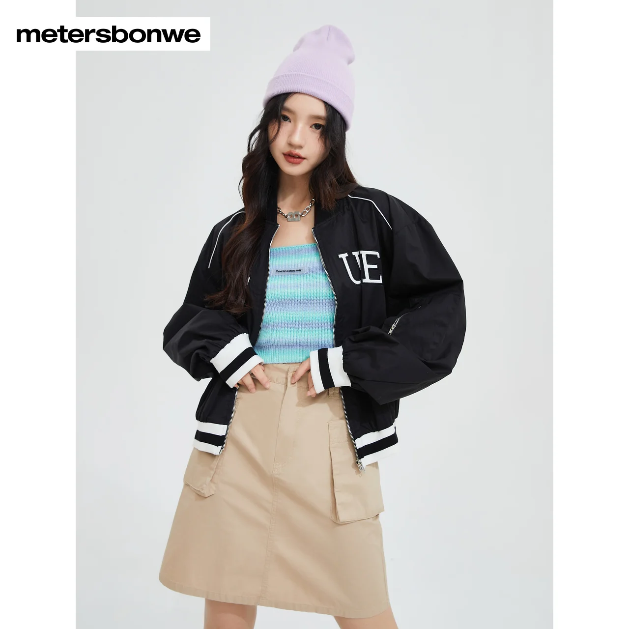 

Metersbonwe Baseball Coat Women Autumn Jacket New Fashion Loose Outerwear Cotton Casual Sports Coats Brand Top