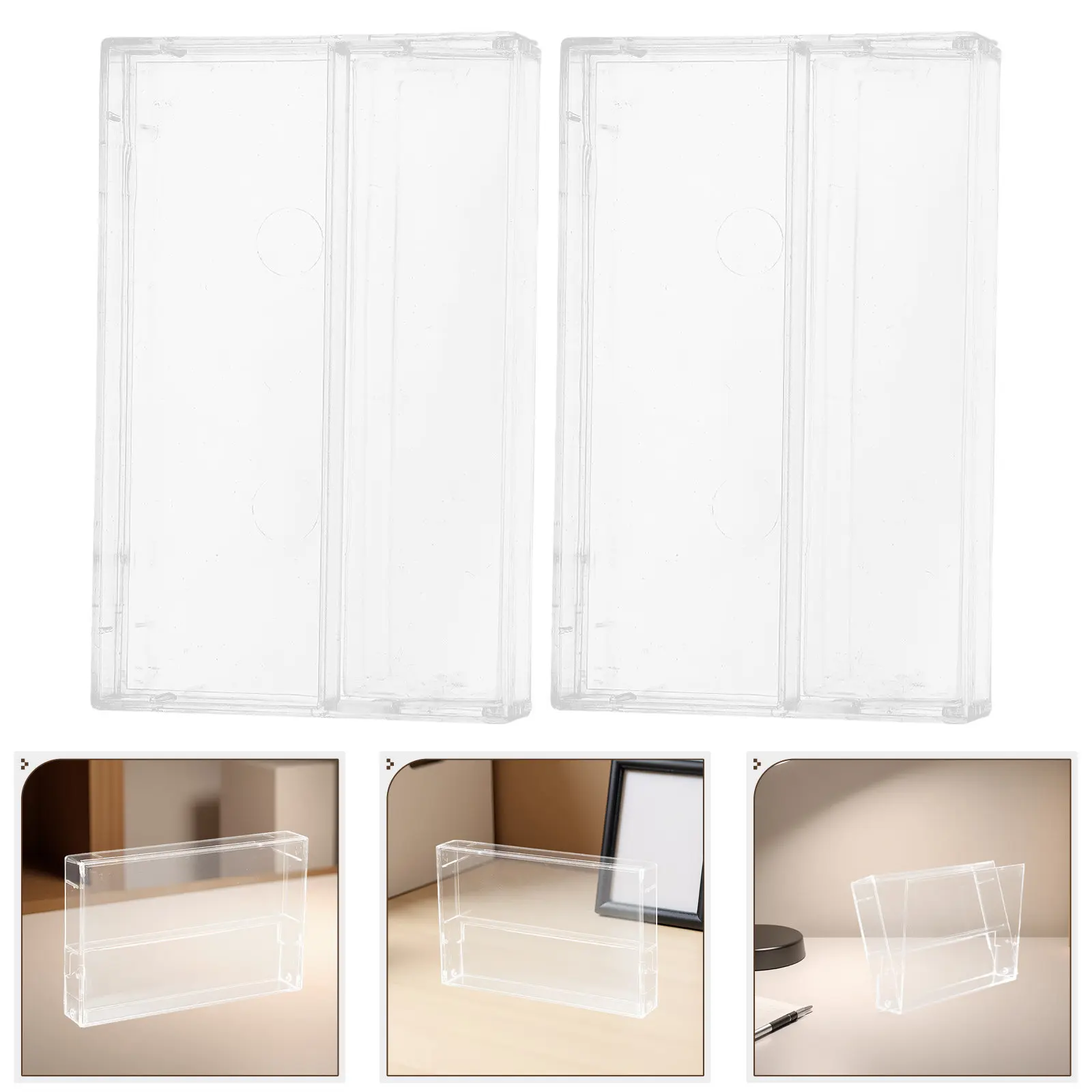 3Pcs Transparent Polystyrene Cassette Tape Cases Compact Audio Storage Box Nostalgic Organizer Stackable Safe