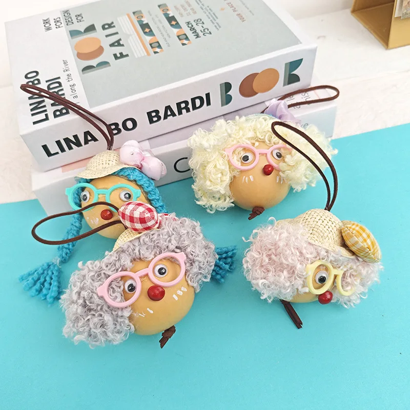 Cute Natural Fruit Shell Rattle Doll Pendant Chinese Yunnan Ethnic Lucky Blessing Ornament Souvenir For Bag Car Keychain Decor
