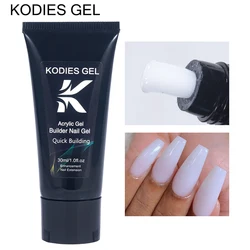 KODIES GEL Poly Acrylic Builder Nail Gel 30ML Semi Permanent UV Solid Milky White Clear Hard Construction Gel Extension Manicure
