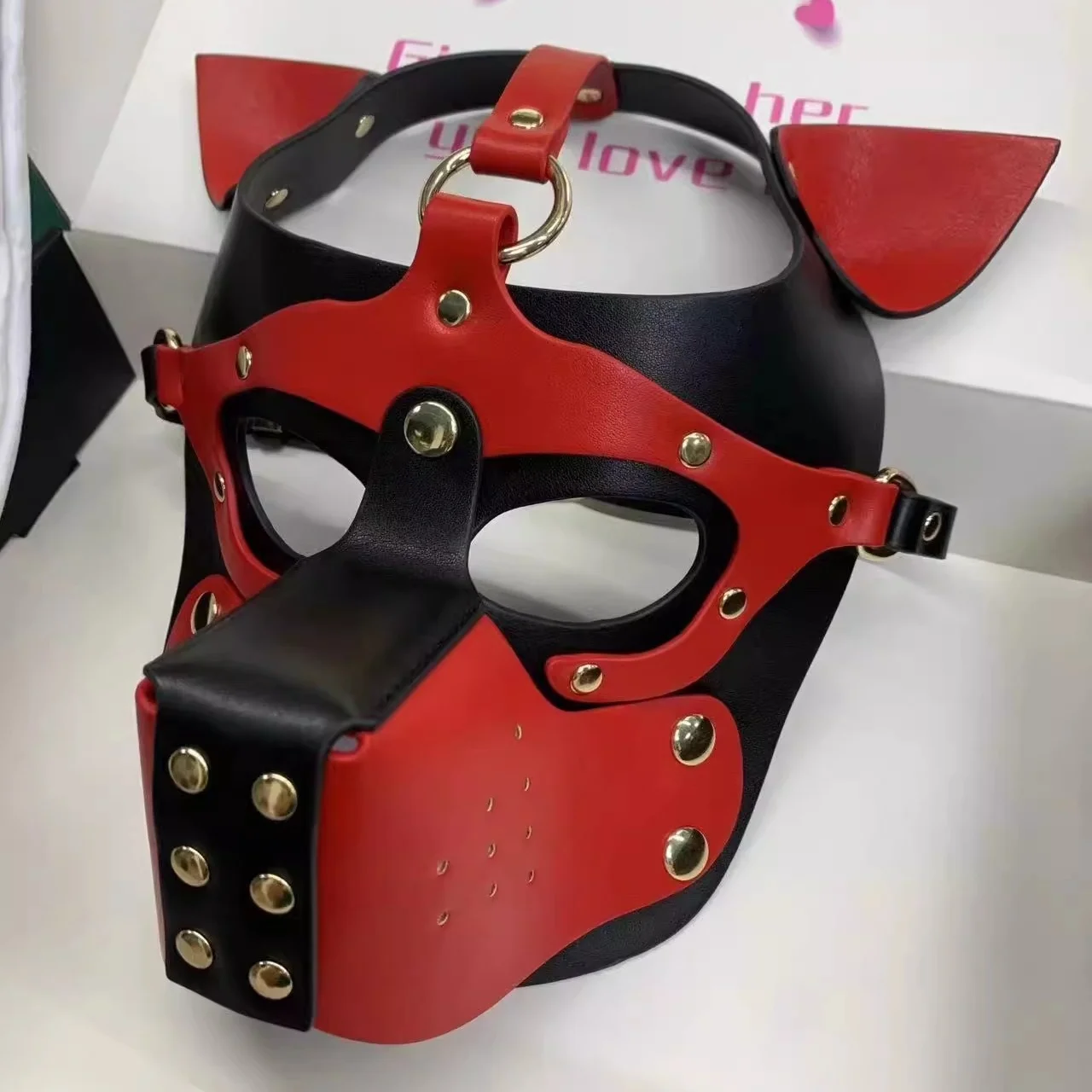 Nouveau harnais en cuir masque à capuche pleine tête avec oreilles pour hommes femmes jeu de rôle de chien Sexy nouveau grande taille chiot Cosplay Costumes fétichistes