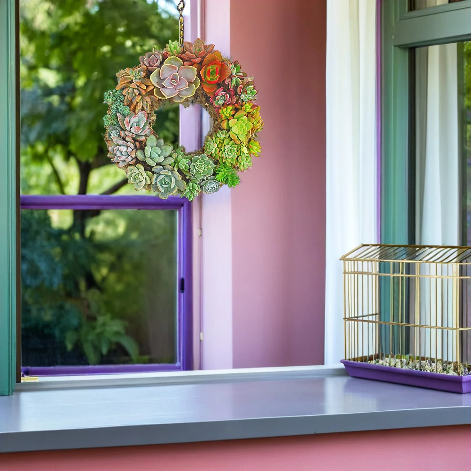 

Hanging Planter Metal Wire Form Hanger Wreath Hoops Metal Living Wreath Form Succulents Indoor Plant Hanger Vintage Style Home