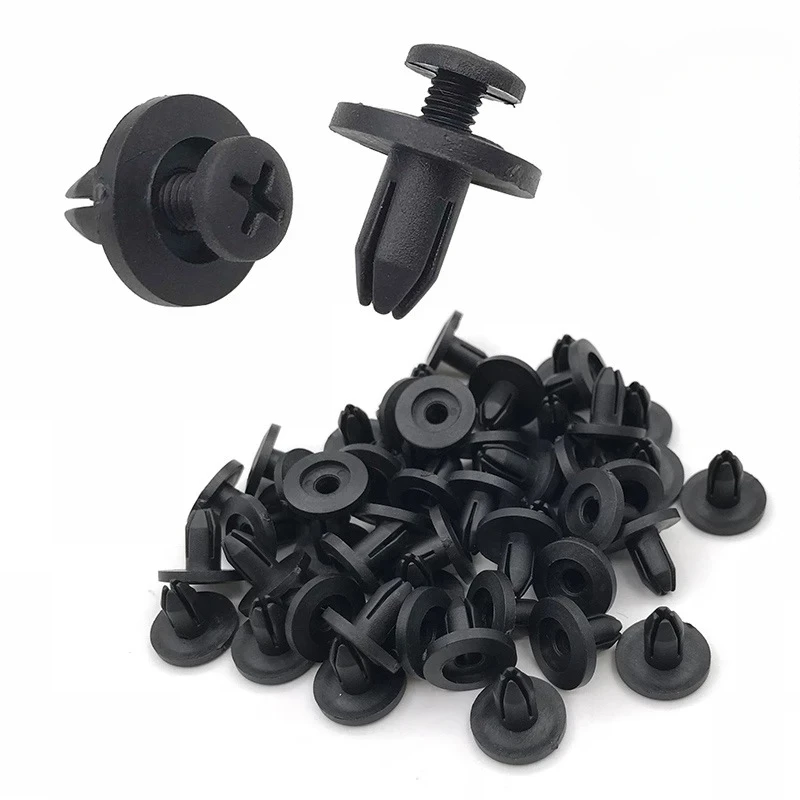 10-50pcs 6mm Plastic Rivets Fasteners Screw Car Bumper Fender Black Rivet Car Fastener Clips for Toyota Focus Kia Nissan Yamaha