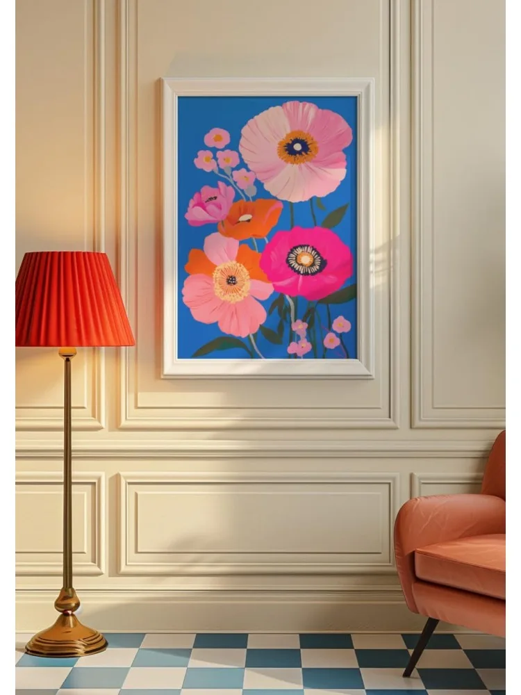 Rotterdam du marché des fleurs, dessin de fleurs abstraites, art mural éclétique, impression florale, art maximaliste, art floral, décor d'impression coloré