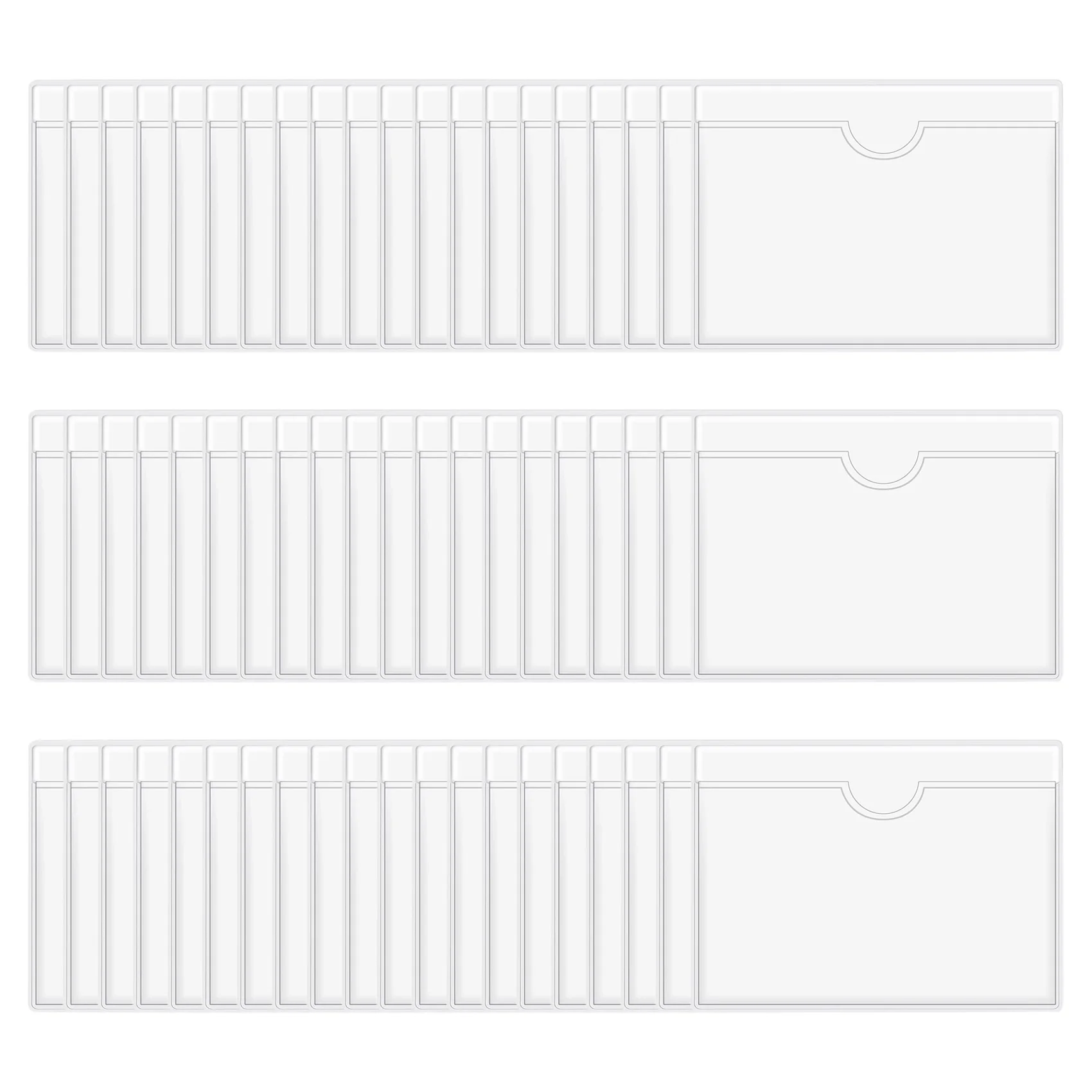 A228K 60Pcs Self-Adhesive Label Holder Card Pockets Label Holder Clear Library Card Holders with Top Open for Index Cards SUMMER