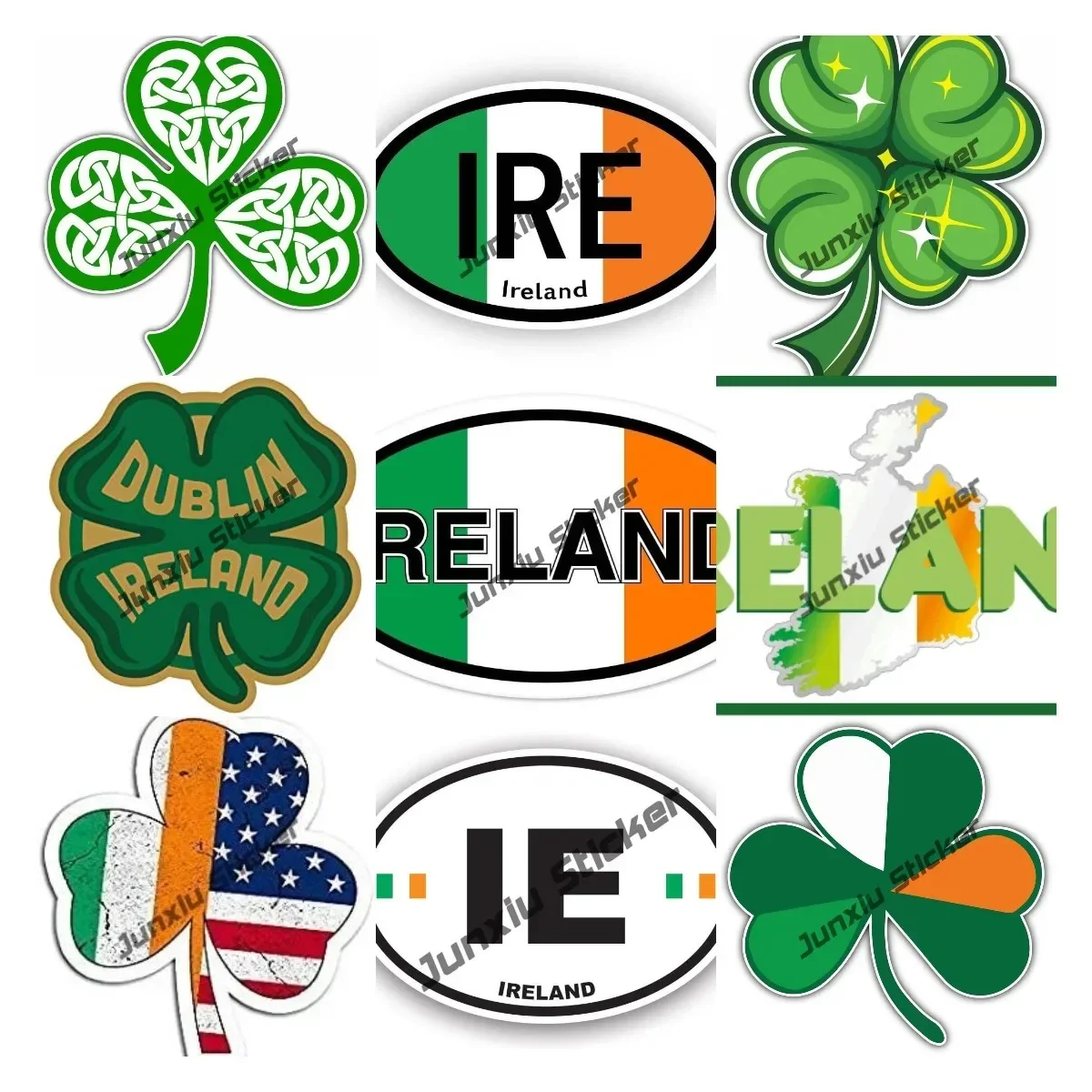 

Ireland Oval Flag Country Code Euro IE Sticker Irish Lucky Shamrocks Weatherproof Decal Cover Scratches Car Accessories Exterior
