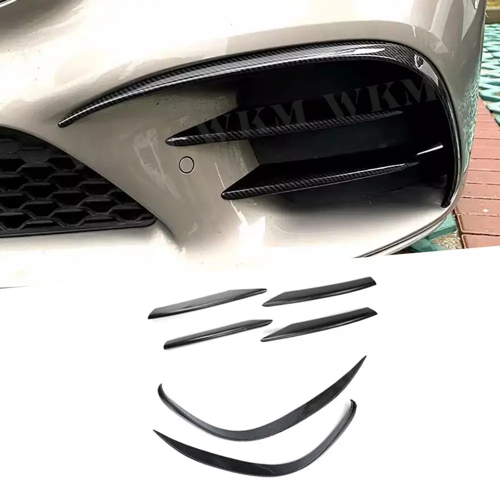 

ABS Front Bumper FogLamp Fins Splitter For Mercedes Benz C Class W205 C205 Sport 2019-2022 Carbon Look Gloss Black