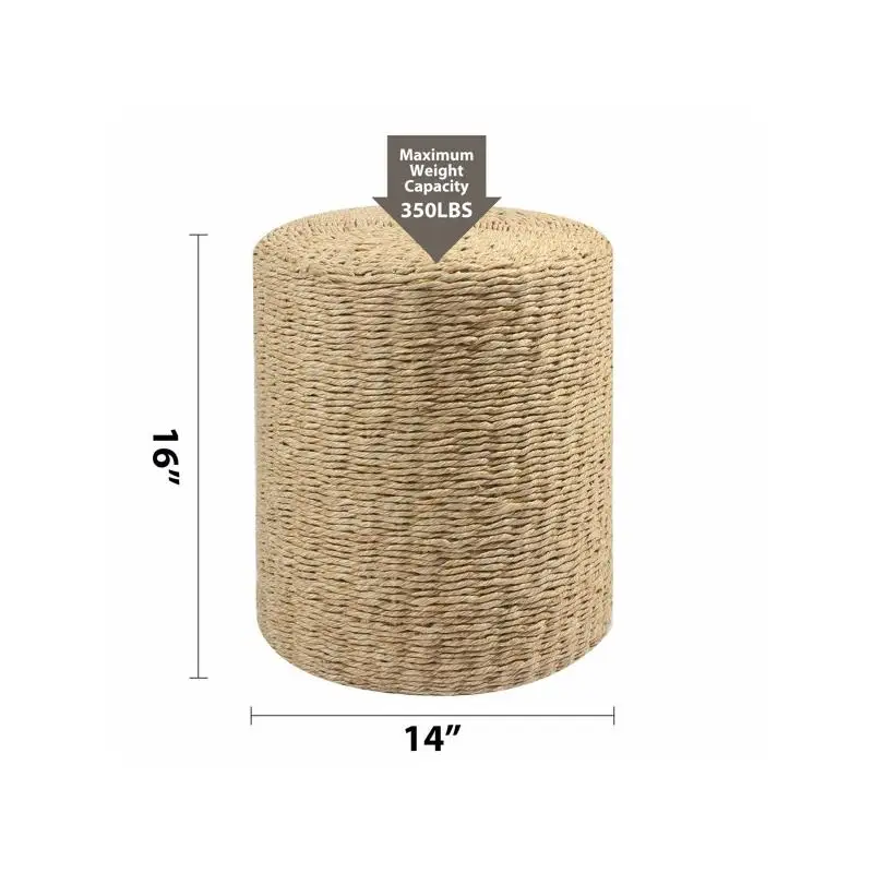 مسند للقدمين على شكل حبل ورقي بيج مزدوج الخيوط، مقعد للقدمين لغرفة النوم وغرفة المعيشة #5