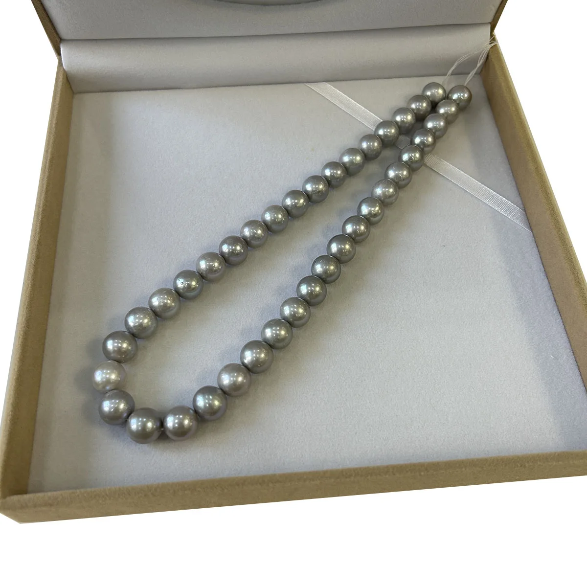 

16 inch 100% nature gray freshwater pearl material with round shape gray color-10-11 mm perfect round pearl