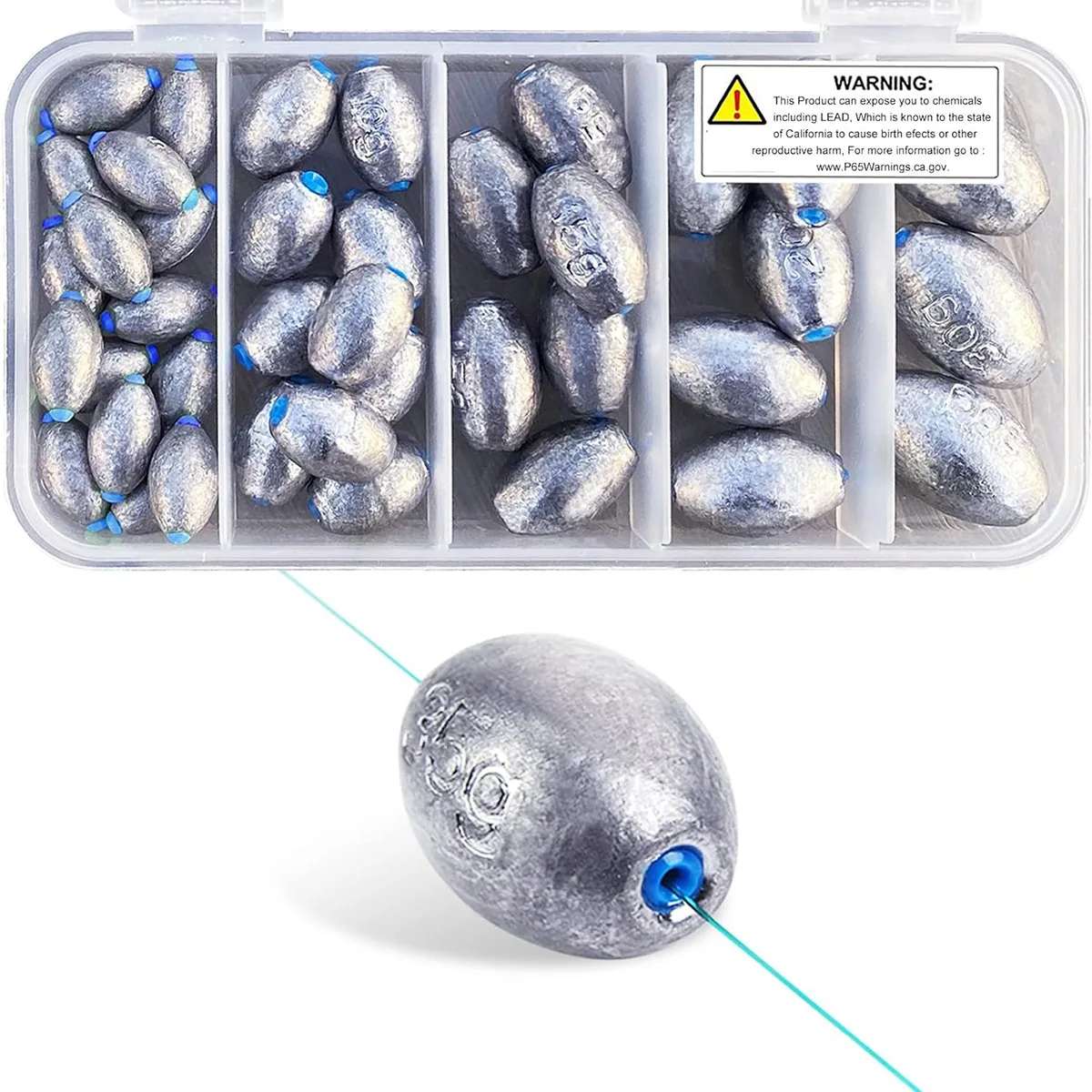 Ei Blei Angeln Gewichte Kit Drop Bass Gewichte Sinker Tackle Salzwasser Casting Angeln Sinker Set Oval Süßwasser – Detail 1