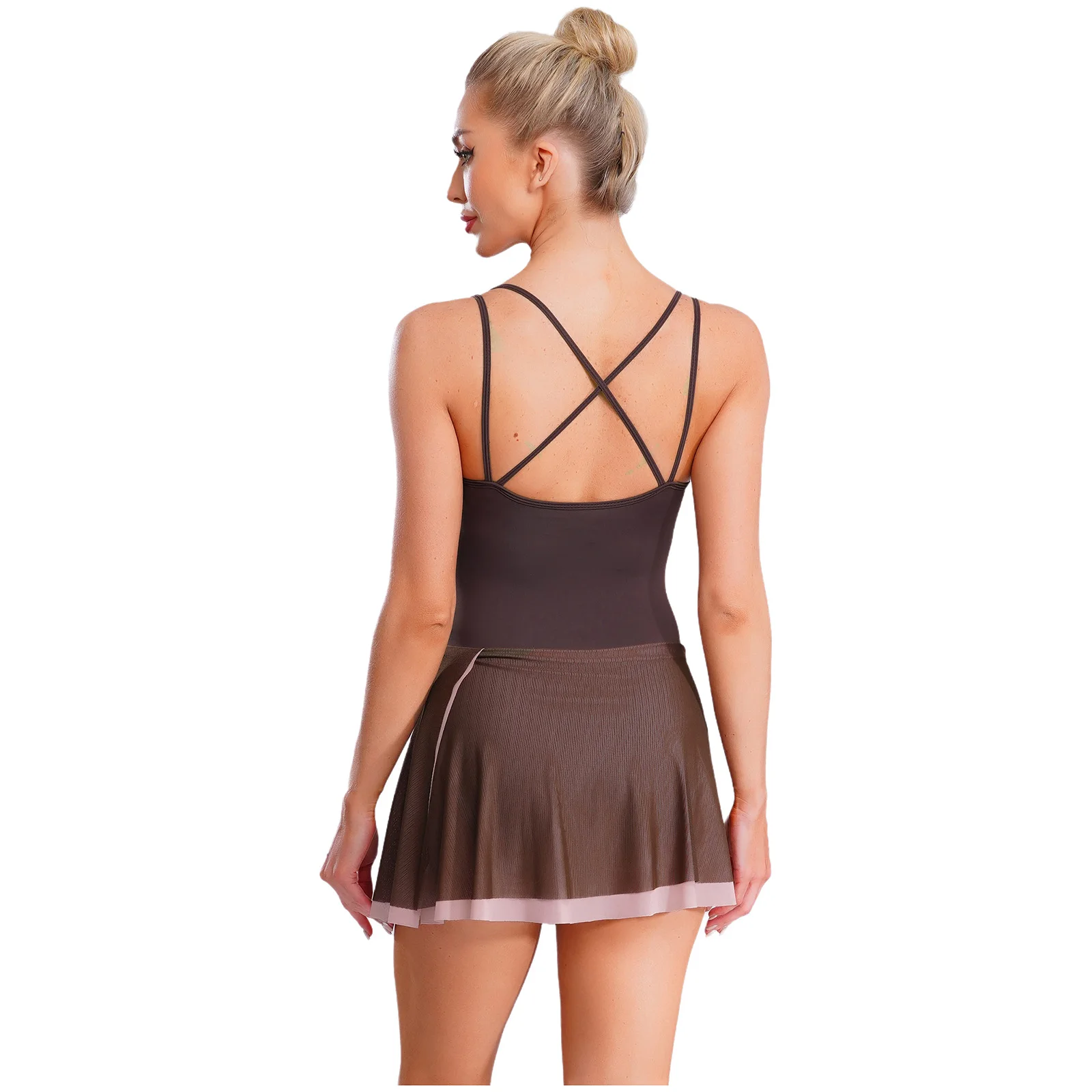 ชุดบัลเล่ต์ผู้หญิง ชุดยิมนาสติก ชุดสเก็ต ชุดเต้นรำ ชุดกระโปรงตาข่าย ชุดบัลเล่ต์สำหรับออกกำลังกาย โยคะ เต้นรำ ชุดฝึกซ้อม