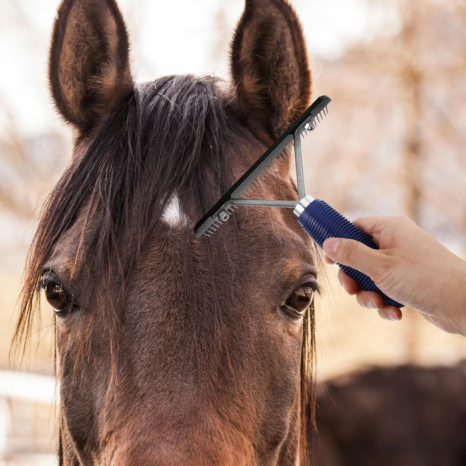 الفولاذ المقاوم للصدأ الحصان Dematting فرشاة أشعل النار مشط أداة تهذيب الشعر للكلاب الماشية الأغنام البقرة Deshedding معطف الغسيل الحيوانات الأليفة #4