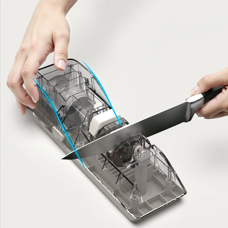 

RE009 3-Stage Electric Knife Sharpener Kitchen Sharpening System 360/600/1000# Diamond Professional Whetstone Knive Grinder Tool