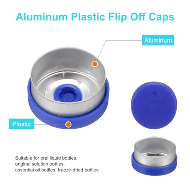 WISH Flip Off Caps, 200PCS Burr-Free Flip Off Top Caps Seals Flip Off Seals Caps Cover
