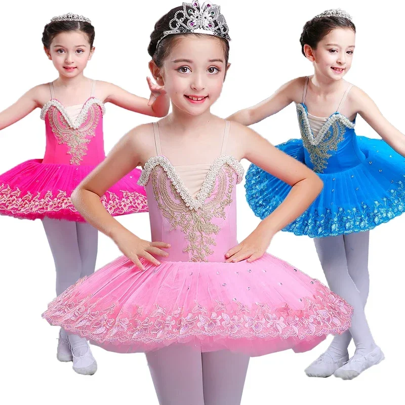 

2025 New Children Girls Swan Lake Costume Professional Ballet Tutu Kid Ballerina Dress Ballet Leotards For Women Shiny Dancewear
