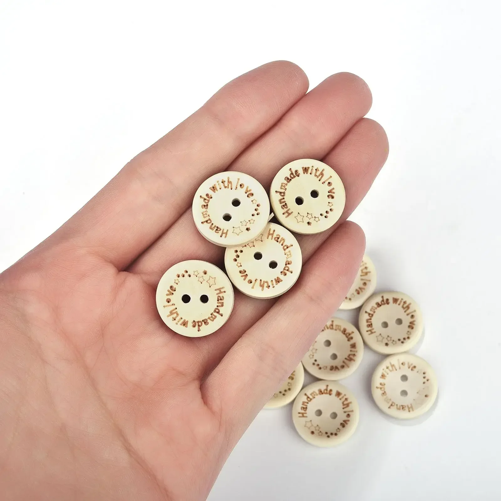 50pcs/Pack 20mm Wooden Buttons Handmade DIY Round Button For Scrapbooking Crafts Clothes Repair Decor Sewing Button Accessories