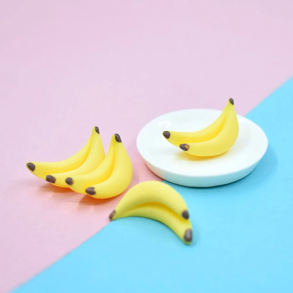 10Pcs Kawaii DIY Embellishment Accessories Resin Artificial Fake Miniature Food Fruit Banana Play DollHouse Toy Decorative Craft