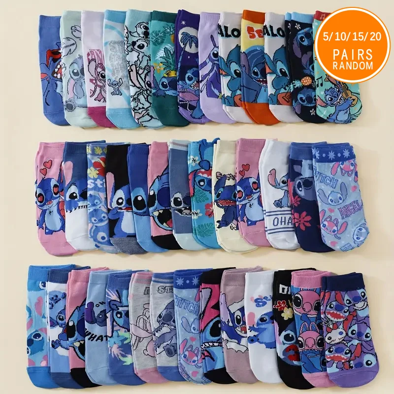 5/10/15/20 Spring/Summer Unisex Cute Cartoon Pattern Multifunctional Soft And Comfortable Casual Breathable Straight Leg Socks