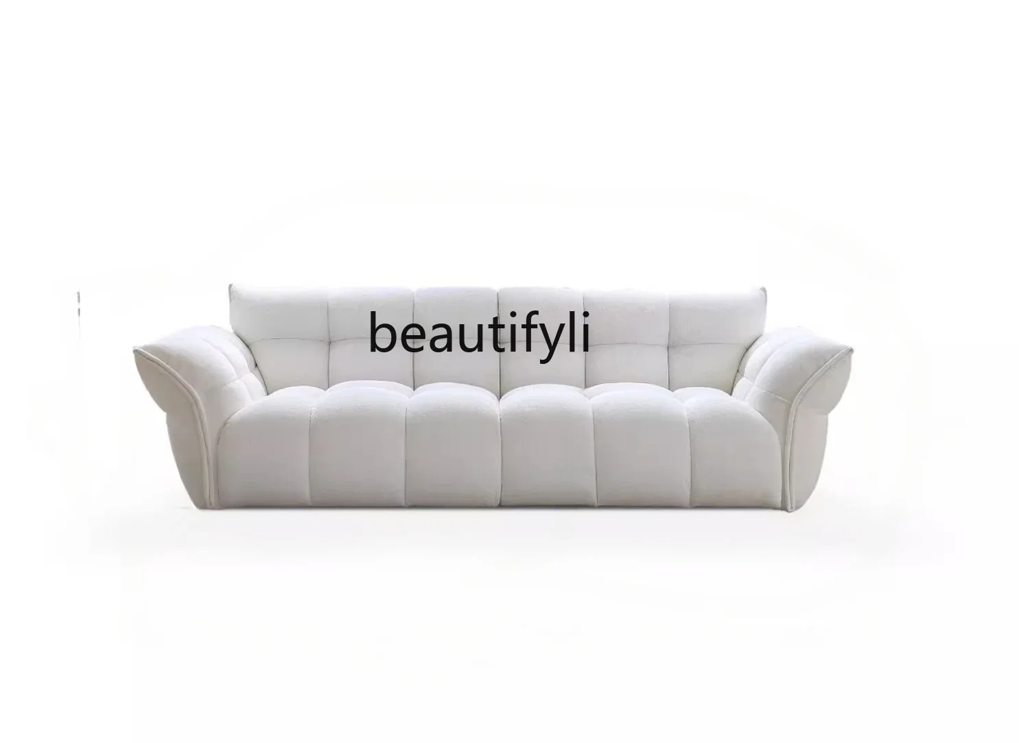 

French Cream Style Lily Petal Fabric Sofa Living Room Modern Simple Small Apartment Cotton Candy Sofa for Three People