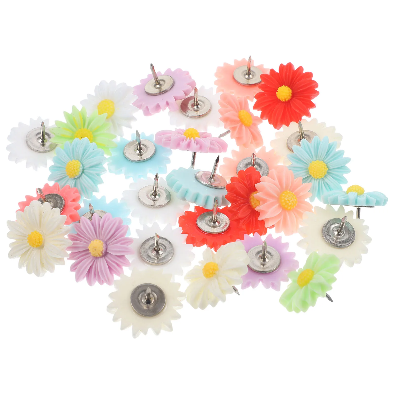 

30 Pcs Resin Thumbtack Cute Flower Push Pins for Bulletin Board Decorative Tacks Lightweight Display Thumb Tacks Office Supplies
