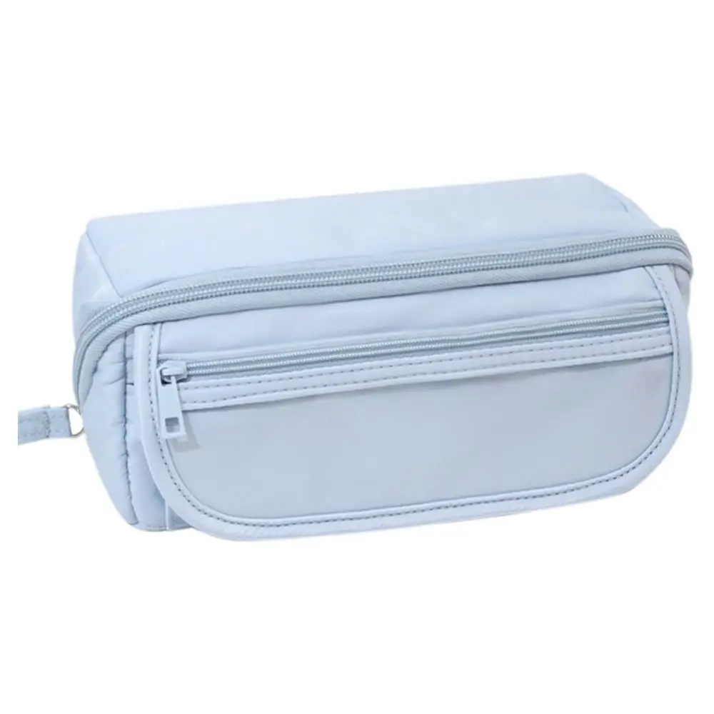 9-Layer Large Capacity Pen Bag INS Solid Color Canvas Pencil Case Creative Simple Stationery Storage Pouch Lovely Student Gift