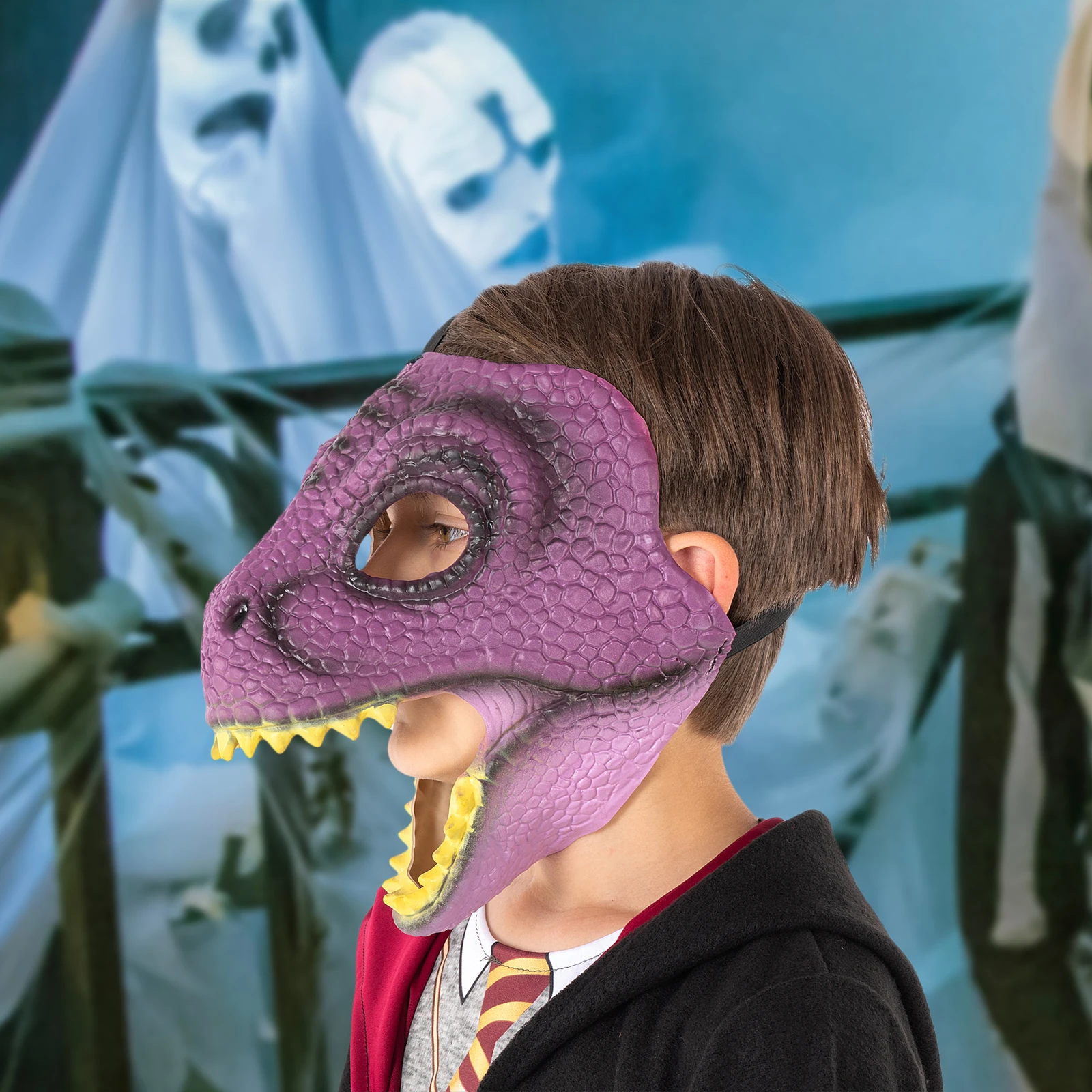 Creative Dinosaur Mask Cosplay Funny Scary Mask for Festival Party Birthday Gift 3D Latex Tyrannosaurus Rex Mask Opening Jaw Kid