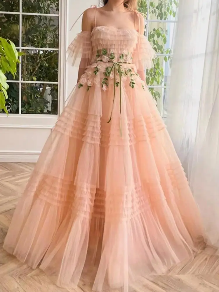 Customized Coral Women Prom Dresses Birthday Party Gown Off Shoulder Skirt Tulle Formal Evening Gown Homecoming Occasion Wear