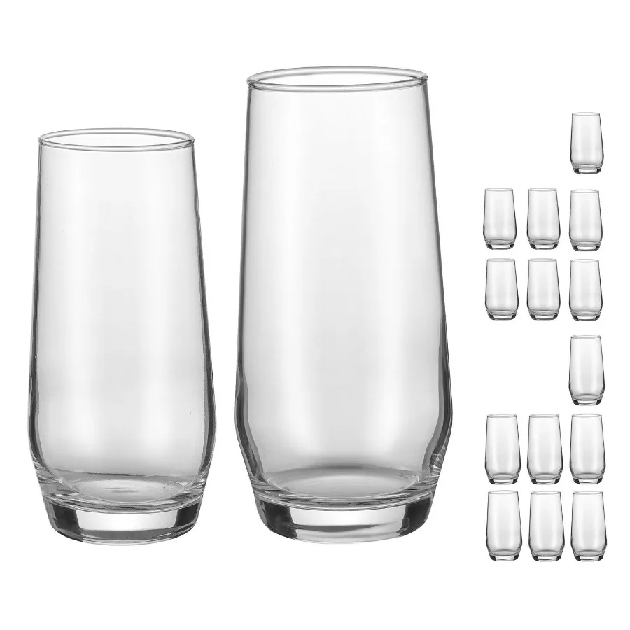 

Drinking Glasses Set, 16-Piece Crystal Glass Cups, Elegant Mixed Glassware Set, with 8 Pcs 18.26 Oz Highball and 8 Pcs 11.5 Oz