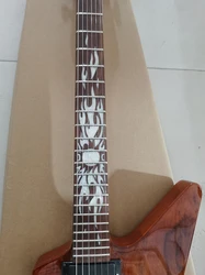 YEL shaped electric guitar in stock, finger board inlaid with moon, sun, fire, retro inlay, active pickup, fast delivery