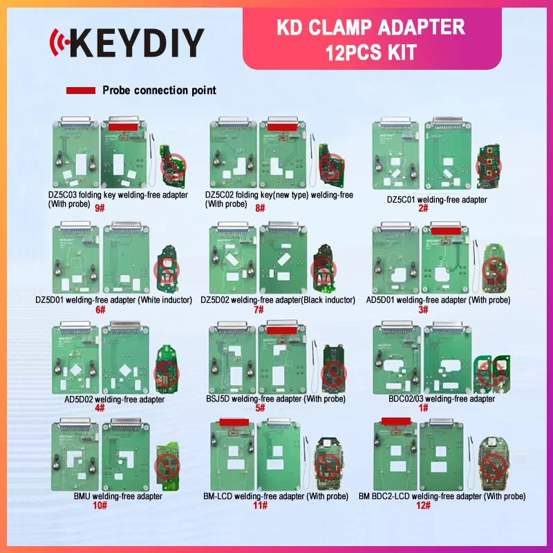 

2026 NEW Keydiy Adapter for BMW BDC2 BDC3 BCP VAG MQB49 5C 5D Clamp Adapter Solder Free Circuit Board 12 Pieces work with KD-X4