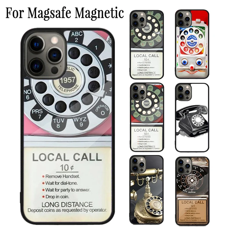 Retro Telephone Rotary Dial Magnetic Phone Case For iPhone 16 15 14 Plus 13 12 Mini 11 Pro Max Magsafe Wireless Charging Cover