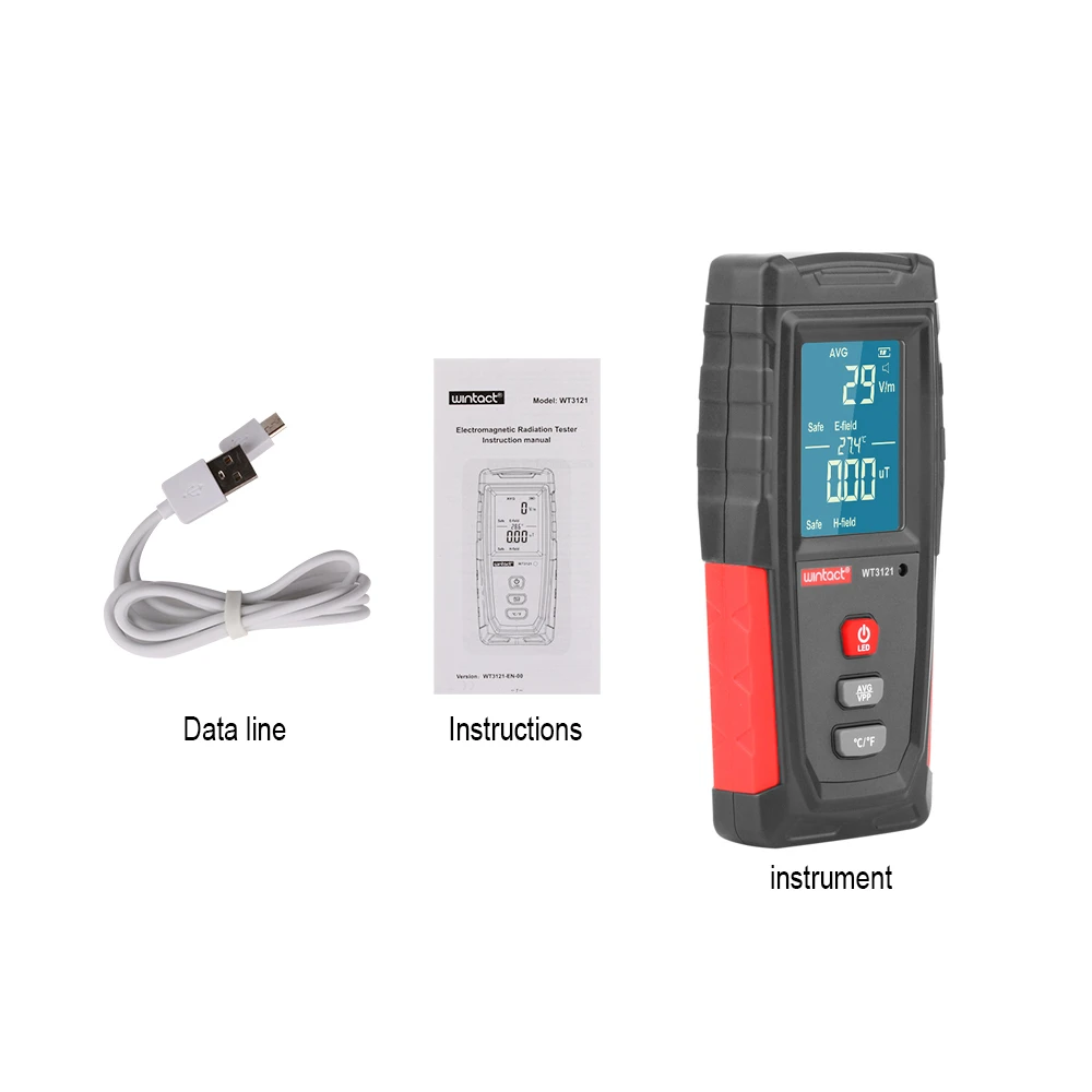RZ Digital LCD EMF Meter Electromagnetic Field EMF Detector Handheld Electromagnetic Field Radiation Tester WINTACT wt3121
