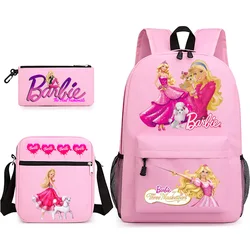 3pcs Princess Barbie Backpack for Girl Boy Student Laptop Teens Lightweight School Bags Women Casual Travel Mochilas