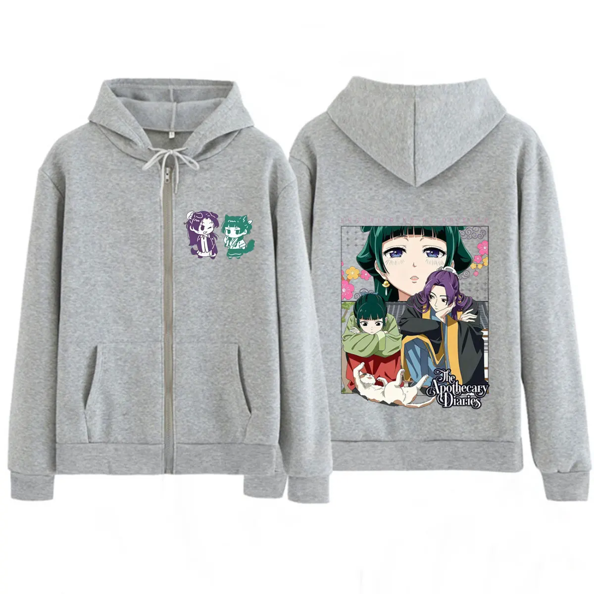 Anime The Apothecary Diaries Grafik-Reißverschluss-Hoodie für Männer und Frauen, Hip-Hop-Sweatshirt mit langen Ärmeln, lockere, lässige Harajuku-Jacke mit Reißverschluss – Detail 5