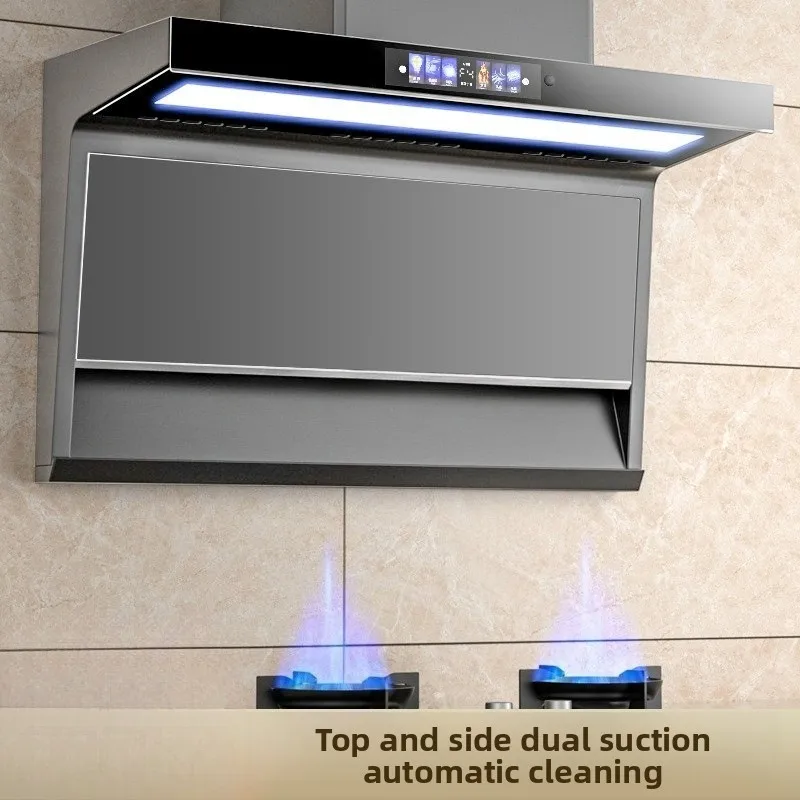 New 7 Shape Wall Mount Range Hood Top Side Double Suction Kitchen Ventilator