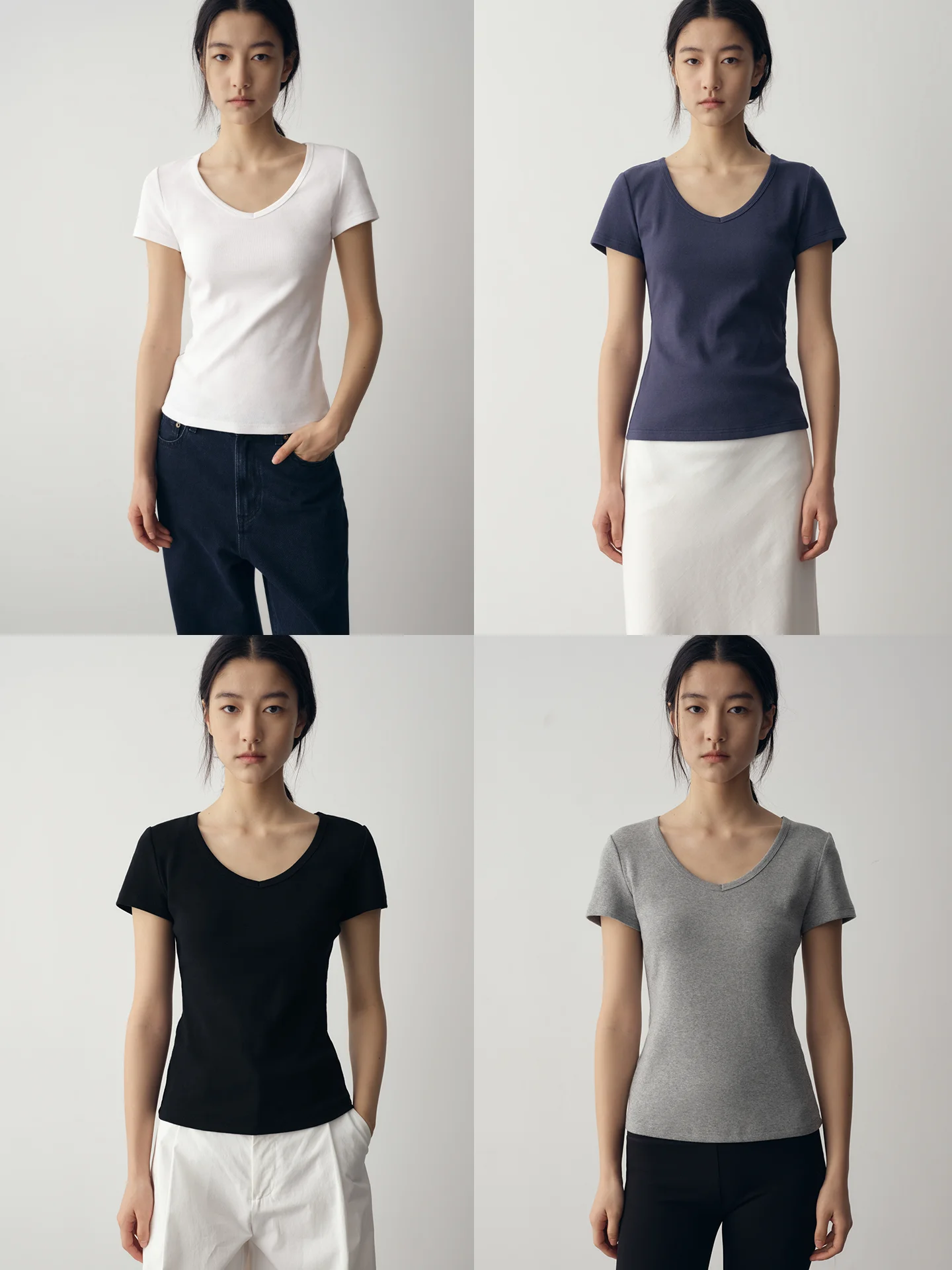 

Simple Casual Pure Cotton Short Sleeve T-Shirt Women's Basic Versatile Shoulder Length Spring Summer New Arrival Top