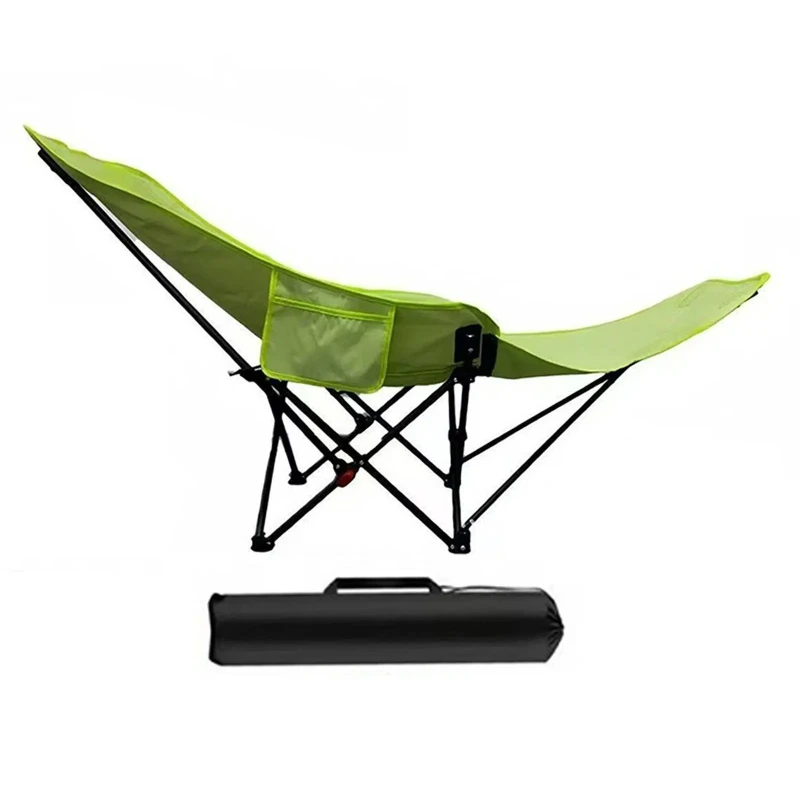 

Reclining Camping Chair with Foot Rest Folding Lounge Chair Portable Adjustable Backrest for Outdoor Garden Park Lawn Fishing