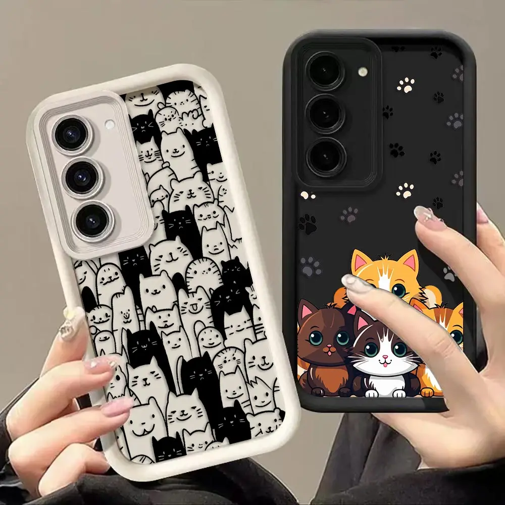 Cute Cartoon Animal Cat Cover Phone Case For Samsung A07 A24 A34 A50 A03S A04E A05 A05S A06 A12 M16 M15 M34 M36 M54 NOTE 20 Case