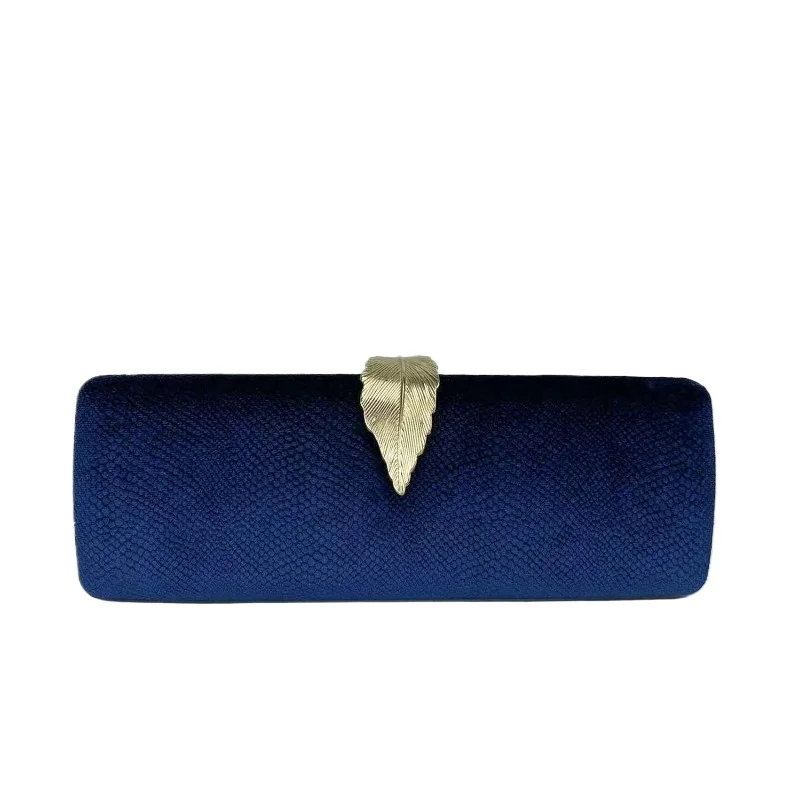 Elegant Ladies' Purple Evenin Clutch Luxury Emerald Serpentine Purse Vintage Leaf Buckle Velvet Wedding Party Dress Handbag view 5